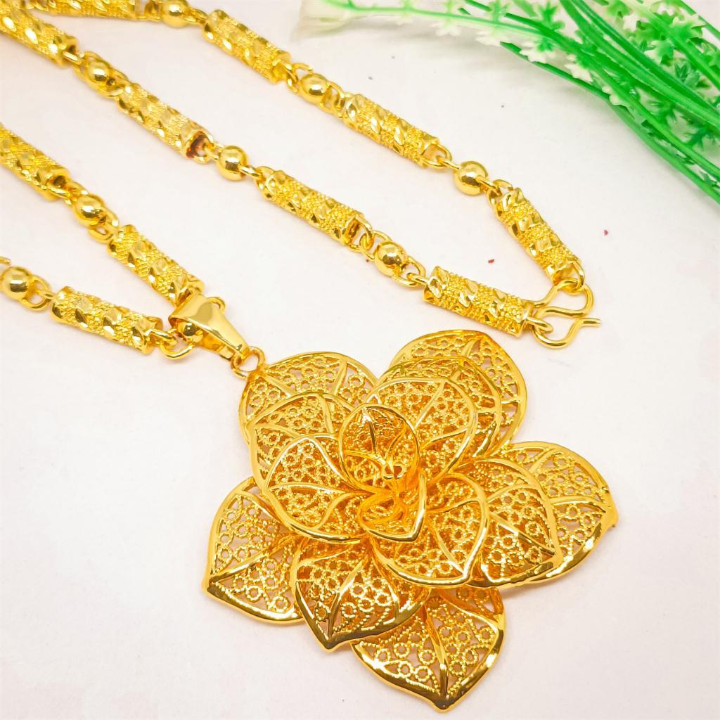 Kas Kalung+Liontin(50Cm)Kendari Perhiasan Aksesoris Titanium Asli Wanita Anti Karat Emas Gold Xuping