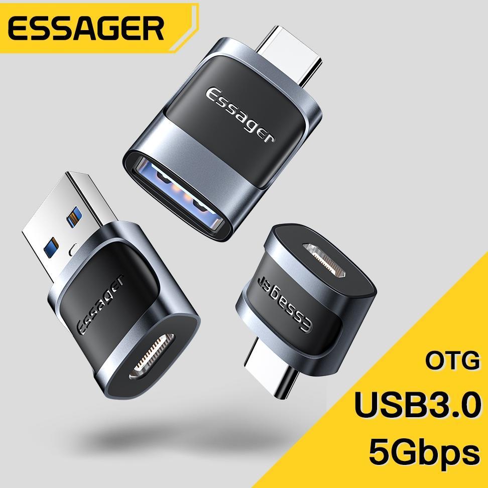 QualityTerbaik- Essager OTG Mini Type C Female to USB Male Adapter USB To Type C Converter Penghubun