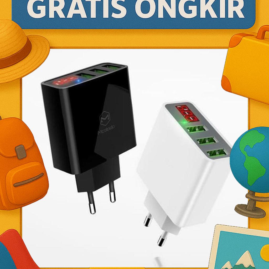 Mcdodo Digital Display Travel Adaptor Charger With 3 Usb Port