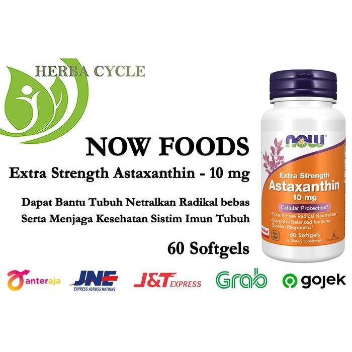 Now Foods Astaxanthin Extra Strength 10 mg (60 gel) Now Astaxanthin 10