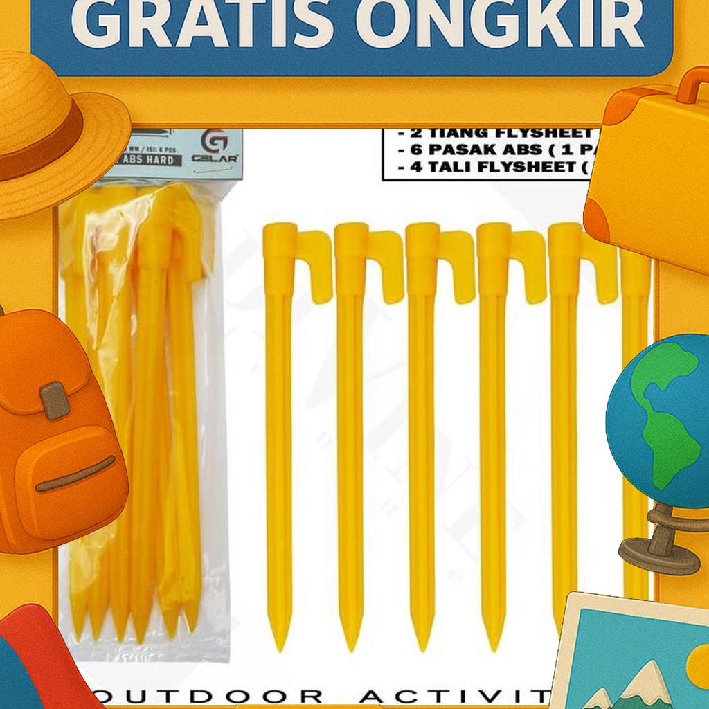 Paketan Flysheet Tenda Camping Size 2X3 Waterproof Lengkap 1 Flysheet 2X3 + 2 Tiang + 6 Pasak Abs + 