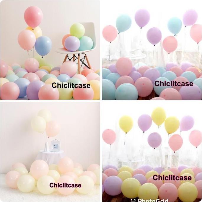 andalanMarket- Paket balon latex macaron 30 pcs pastel mix warna/biru ungu pink kunin