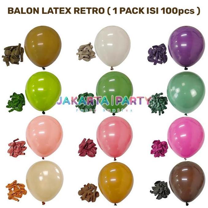 andalanMarket- Balon Latex Retro 1 Pack 100 Pcs / Balon Latex Vintage / Balon Vintage