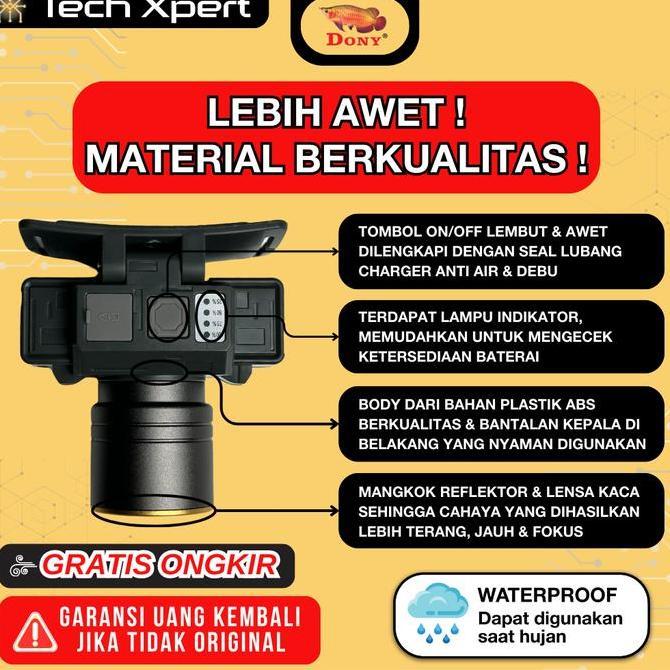 Diskon Senter Kepala Led Dony 15 Watt Kl-171 "Mini Zoom Mekanik" Ori Anti Air Tahan Lama Outdoor