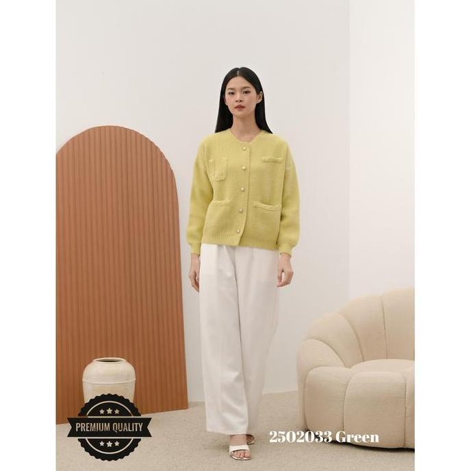 Cammomile 2502033 AF v26 Cardan Korea Style rajut tebal kantong2 bawah lengan panjang Baju Lembut At