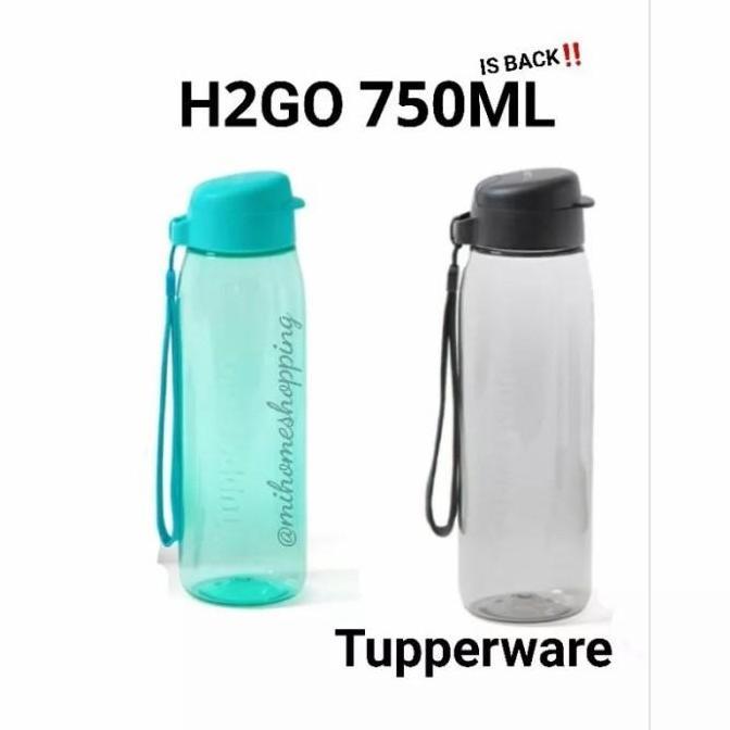 New- Botol minum tupperware h2go 750ml straw h 2go