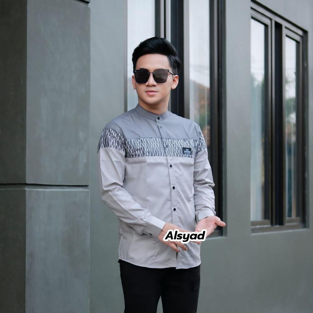 Baju Koko Pria - Baju Koko Dewasa Lengan Panjang Motif Keren Kombinasi Bahan Katun Toyobo Delux