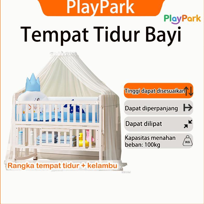 PlayPark Tempat Tidur Bayi Kayu Box Bayi Baby Box Goyang Newborn Multifungsi Lipat Tempat Tidur Bayi