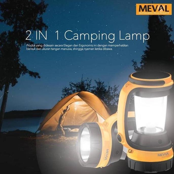 Terjangkau Meval 24 Led Camping Lamp + 3W Senter + Panel Surya - Putih