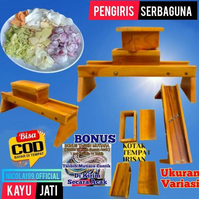 New- Parutan Serbaguna Kayu Jati Pengiris Bawang Irisan Keripik Pisang