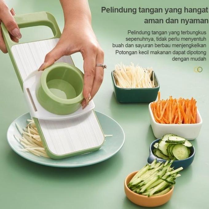 New- HELU 7in1 Parutan Kentang Dengan 5 pcs Multifungsi Keripik Kentang Alat Buah Pengiris Plastik