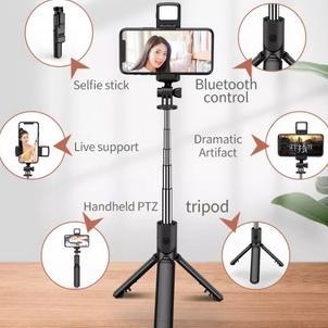 termurah tripod tongsis bluetooth remote selfie stick led flash tripod hp portable rotatable expanda