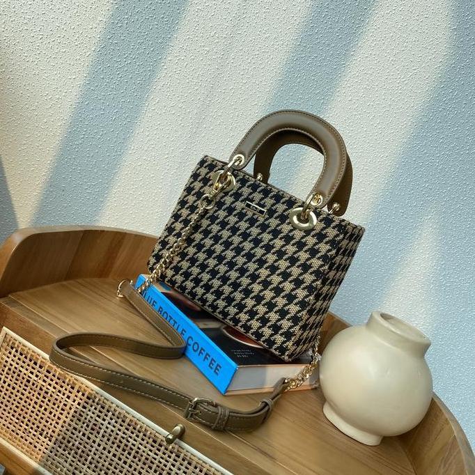 Promotoday- Enji Tas Wanita Haejin Korean Style Handbag - Khaki