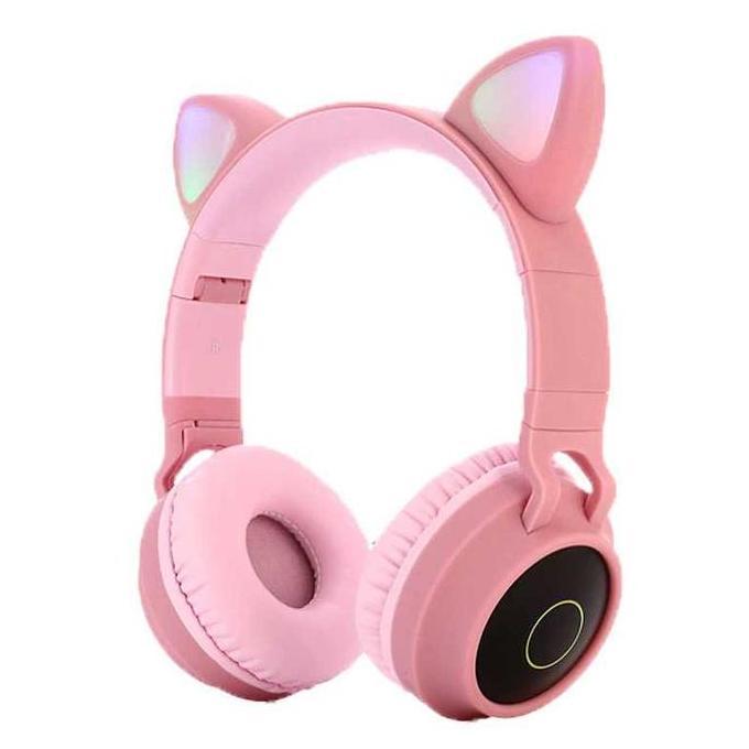 JOVANASHOPID Headphone / HEADSET Bluetooth 5.0 gamming wanita RGB Mic BT028C - PINK