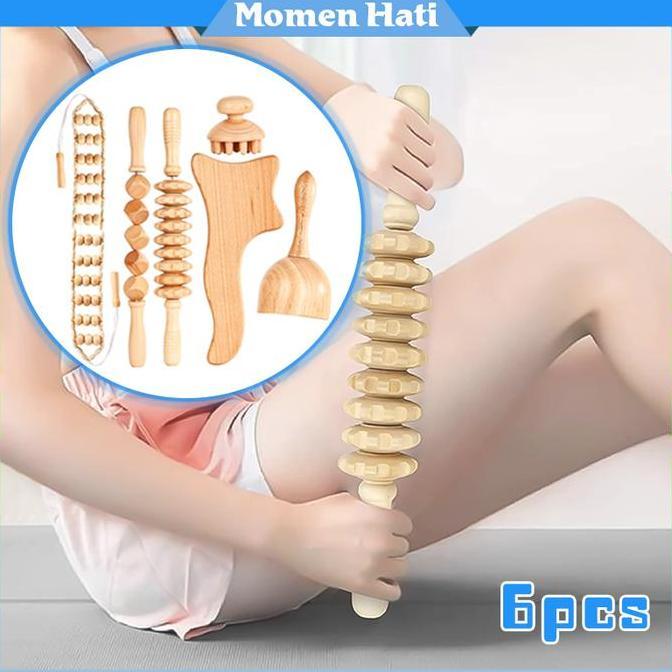 VEXANAF 6Pcs Alat Pijat Dari Manual Kayu Alat Pijat Kayu Roller Alat Pijat Punggung Seluruh Tubuh Ka