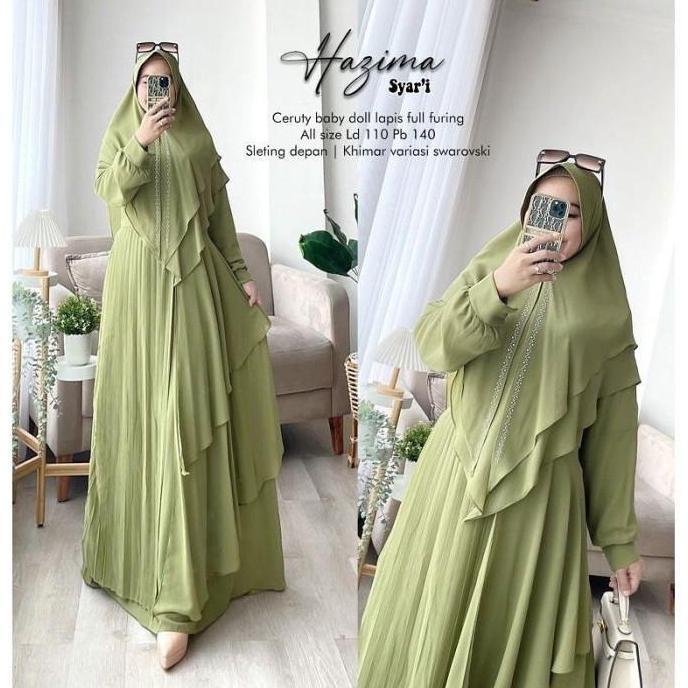 New- Baju Gamis Wanita Syari Terbaru Set Hijab Khimar Pesta Jumbo Busui