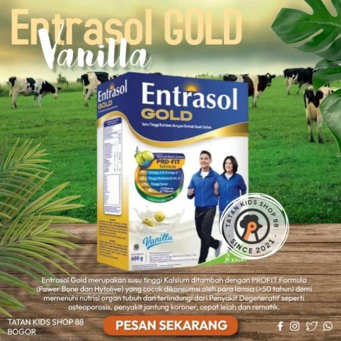 New- Susu Entrasol Gold Vanila Dan Coklat 600 gram Untuk Menjaga Kesehatan Tulang Dan Daya Tahan Tub