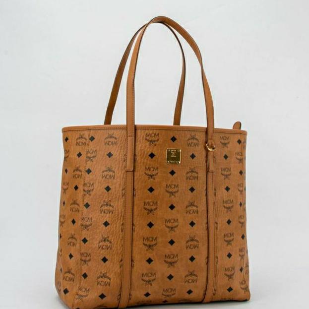 MCM Toni Visetos Tote Medium Cognac