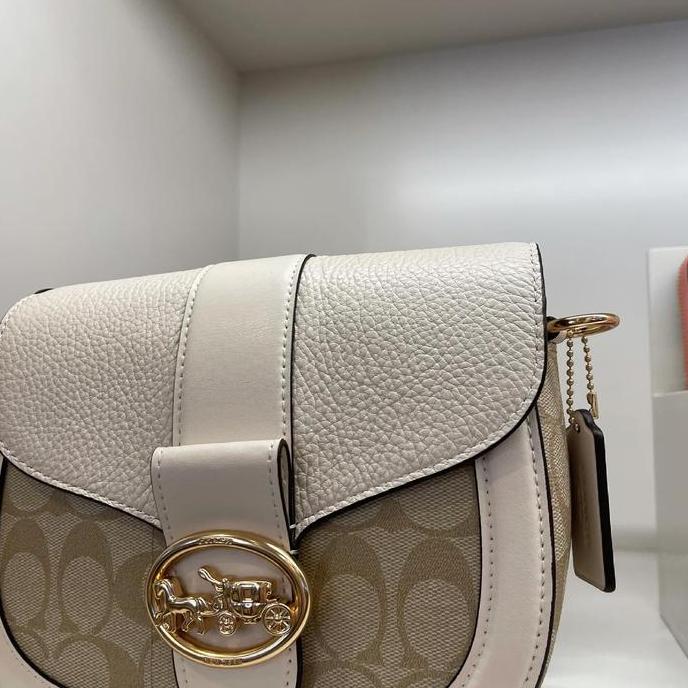 Coach georgie saddle crossbody bag khaki/chalk