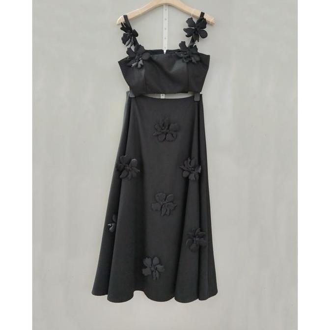 SET1070 JACKSON KOREAN STYLE FLORAL VINTAGE SETELAN ROK SIMPLE ELEGAN FEMINIM