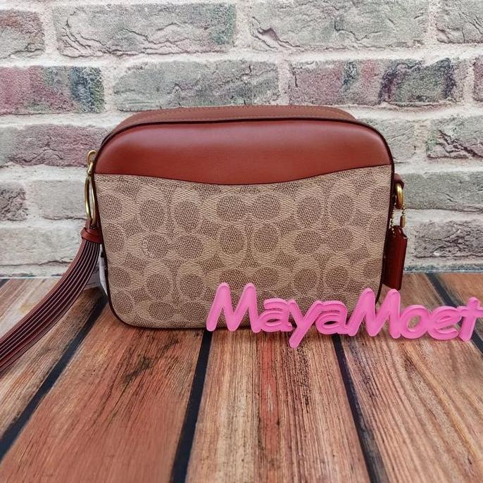 coach camera bag snature tan rust