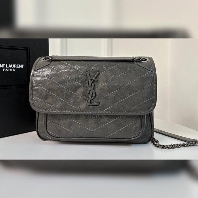 Tas Saint Laurent Ysl Niki Medium Grey