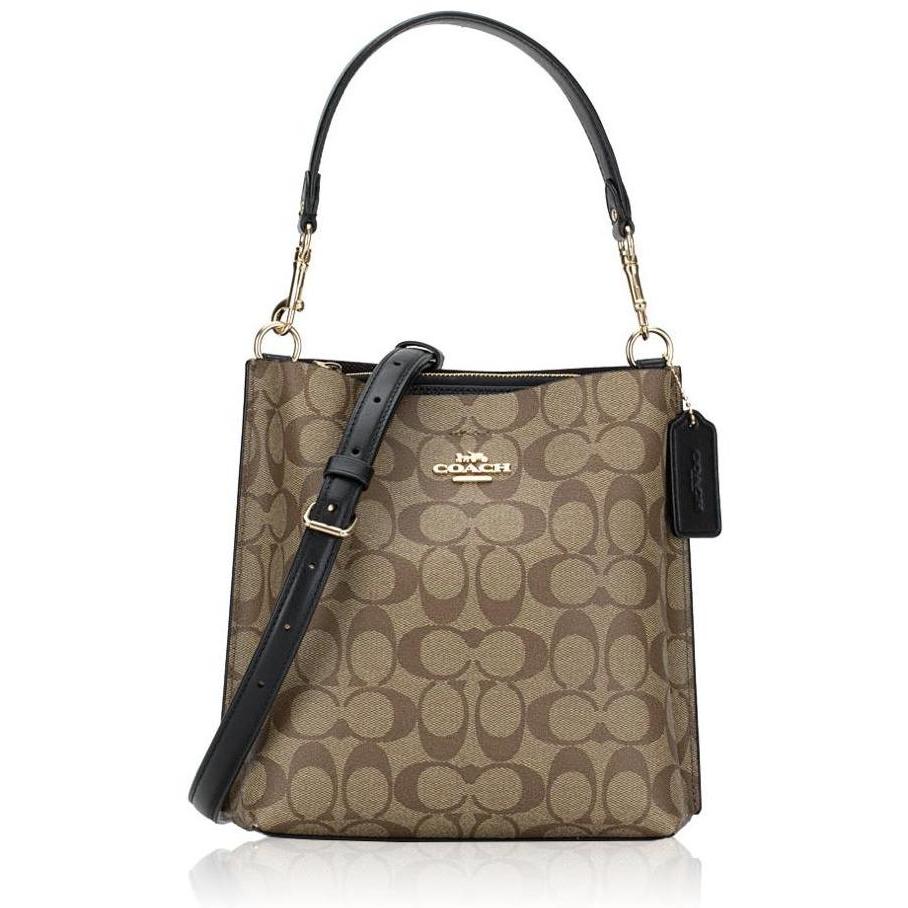 COACH CA582 Snature Mollie 22 Bucket Bag Khaki Black