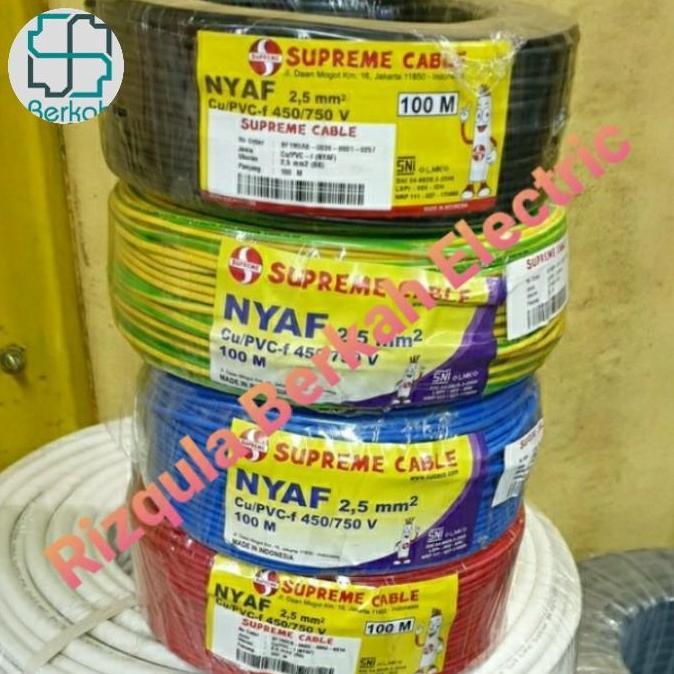 Kabel NYAF 1x2.5 SUPREME 100 Meter.Warna Hitam/Biru/Merah/Kuning hijau