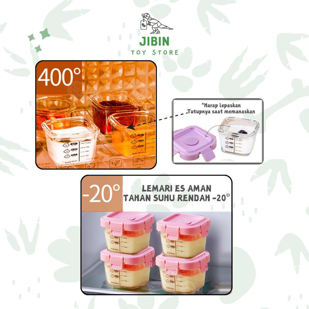 Terbaru [ Jibin ] Tempat Mpasi Kaca 3Pcs Wadah Mpasi Kaca Wadah Mpasi Tahan Panas Bpa Free Food Cont