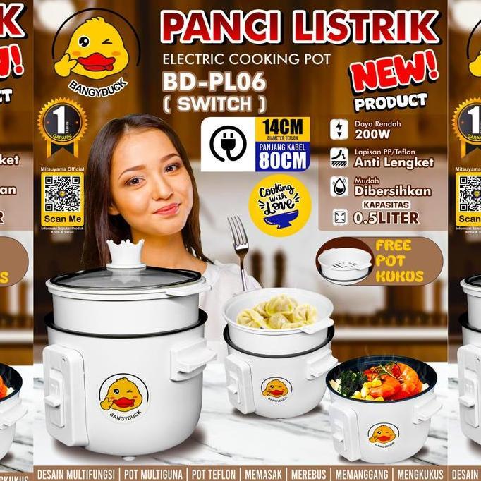 Panci Listrik Multifungsi 3 In 1 Low Watt Panci Listrik Serbaguna Anti Lengket Panci Kukus Elektrik