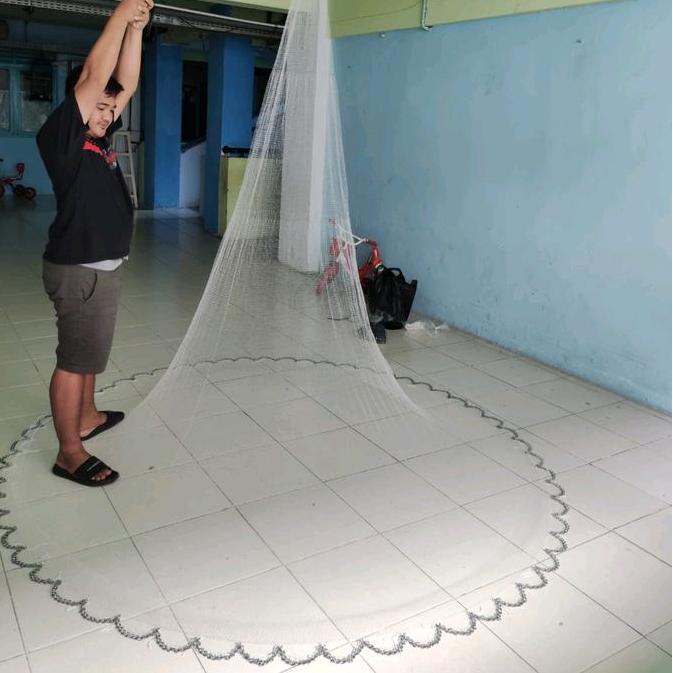 Jala Lempar 2,5 Meter Bahan Senar ,  Jala Ikan,  Jala Udang,  Lubang 3/4 In / Jari Kelingking