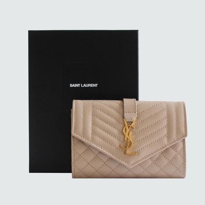 Saint Laurent YSL Mini Envelope Flap Wallet in Bee GHW