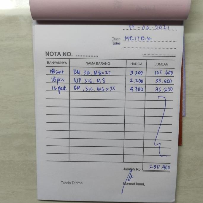 Baut mur dan ring plat SS316 M8x25 dan M6x25 - Pesanan khusus