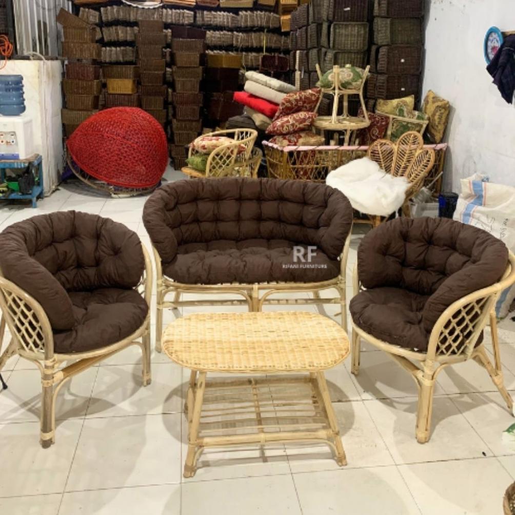 terbaru` new arrival flash sale hot promo 11.11 set kursi ruang tamu bahama gratis bantal rotan alam