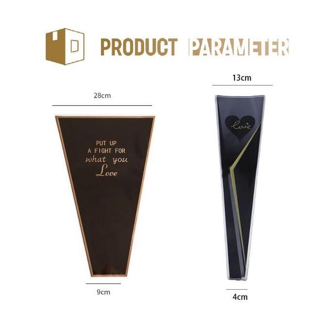 CALAVO 50pcs plastik buket bunga 1 tangkai Plastik transparan tahan air, desain segitiga retro plast