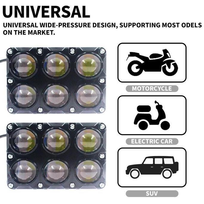 ZANACOM LAMPU TEMBAK LASER FOGLAMP SQL 6 MATA LAMPU TEMBAK LED 6 MATA MOTOR MOBIL 2 WARNA Putih Kuni