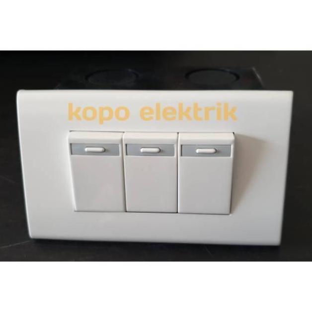 Best- Saklar Triple Panasonic Model Panjang Tanam Set + Inbow Dus