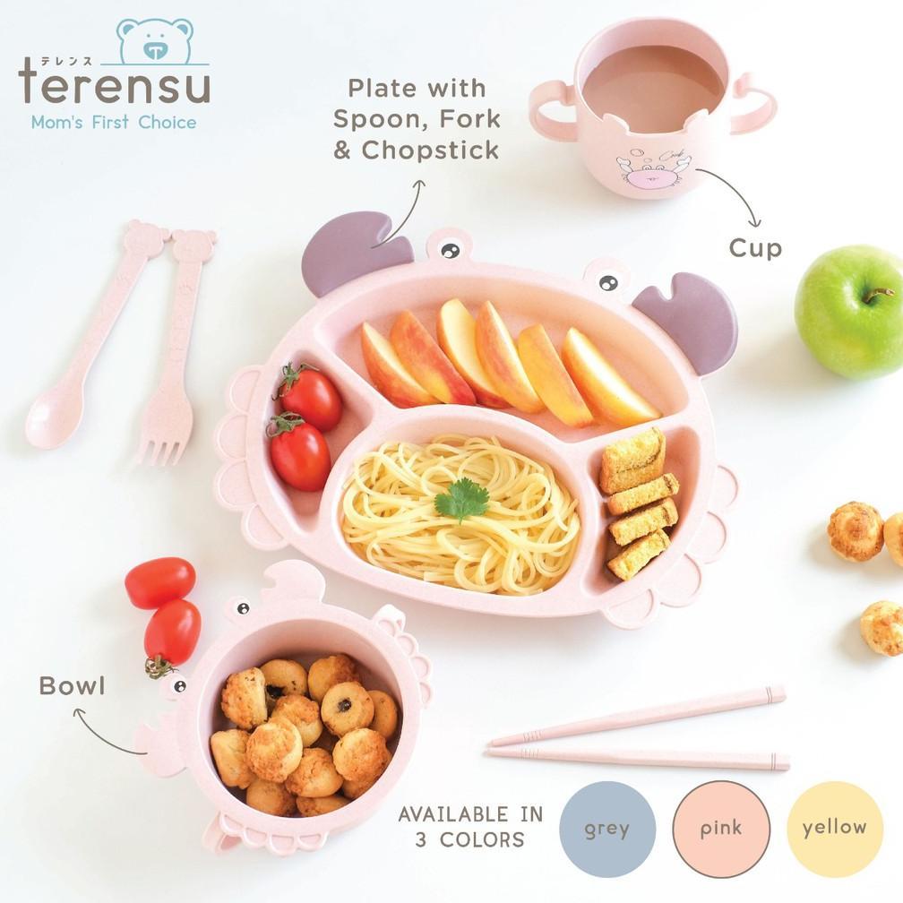 New Deals Terensu [ Satu Set ] Alat Makan Anak Sekat Set 6 In 1 ( Piring + Mangkok + Gelas + Sendok 