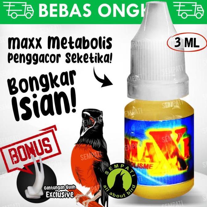 Max Maxi Metabolisme Metabolis 3ml Dosis Tinggi 25% 25 Persen Obat Vitamin Gacor Penggacor Burung Mu