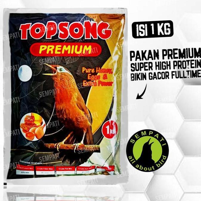 TOPSONG TOP SONG PREMIUM VOER PUR PAKAN BURUNG WAMBI HWA MEI HWAMEI MURAI KACER CUCAK IJO ANIS PAKAN