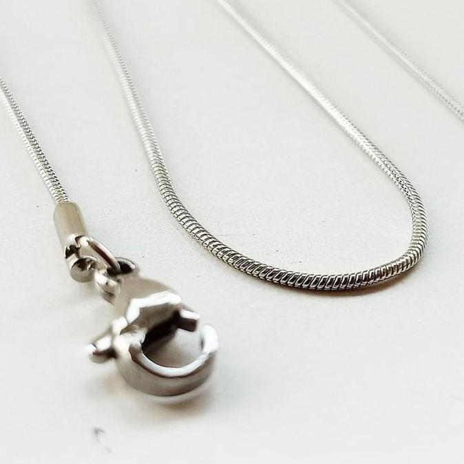 Bisainstan- Kalung Titanium Vee Model Belut Ular Bulat 50Cm - Kalung Pria Wanita