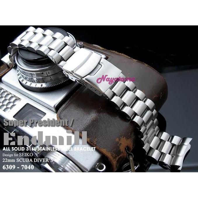 22mm Rantai MILTAT Endmill Super President for Seiko Diver 6309-7040