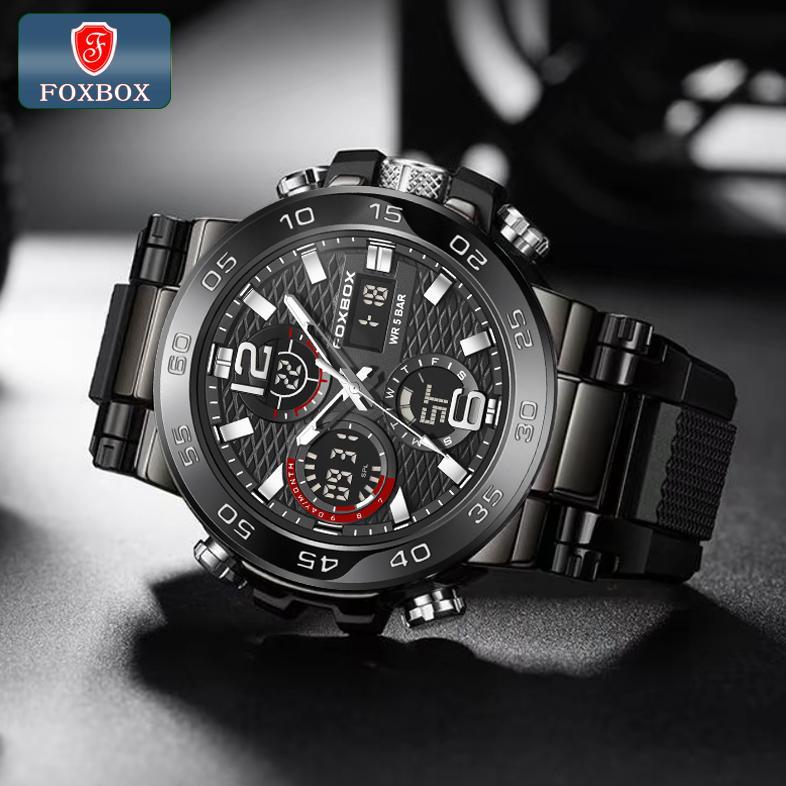 Terbaru` Termurah Foxbox Jam Tangan Untuk Pria Led Tahan Air Olahraga Elektronik Jam Tangan Silikon 