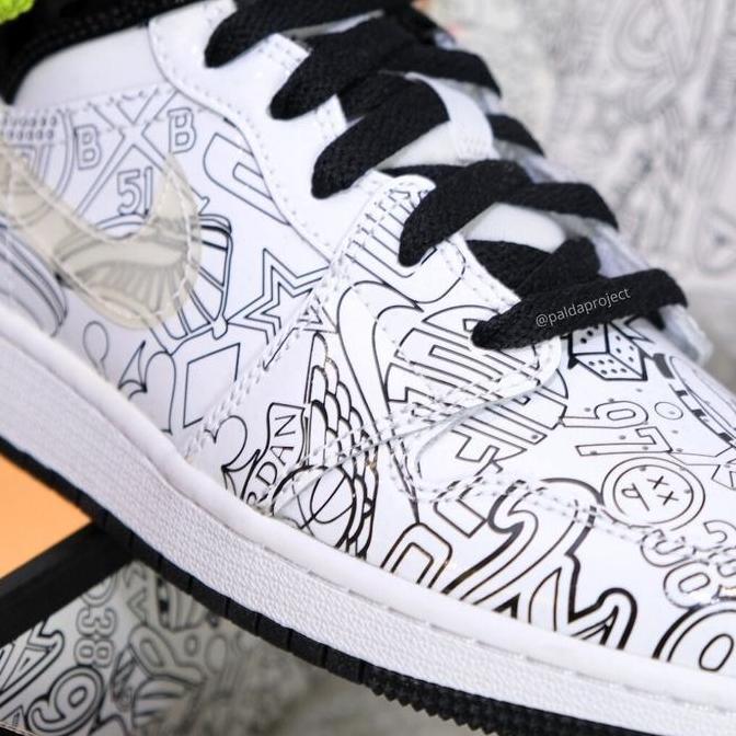 Sneakers Shoes Nike Air Jordan 1 Mid SE DIY Doodle GS (DC4099 100) - 100% Orinal