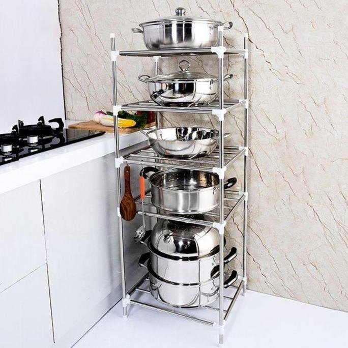 Murah Rak Panci 5 Susun / Rak Besi 5 Susun / Rak Dapur / Rak Besi Multifungsi / Rak Panci Stainless 