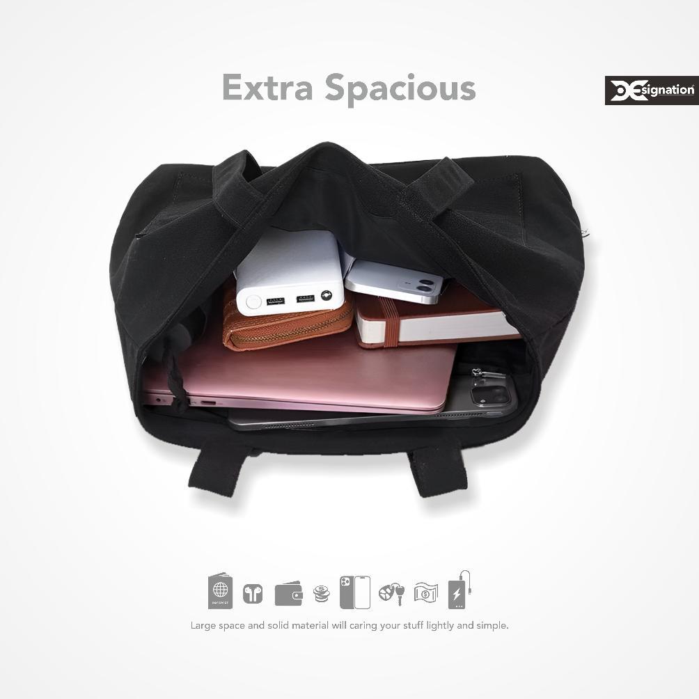 SUPER DEAL` DESIGNATION - TOTEBAG KANVAS BESAR HITAM TEBAL UNISEX / TOTEBAG TAS BAHU BAND MTV MISFIT