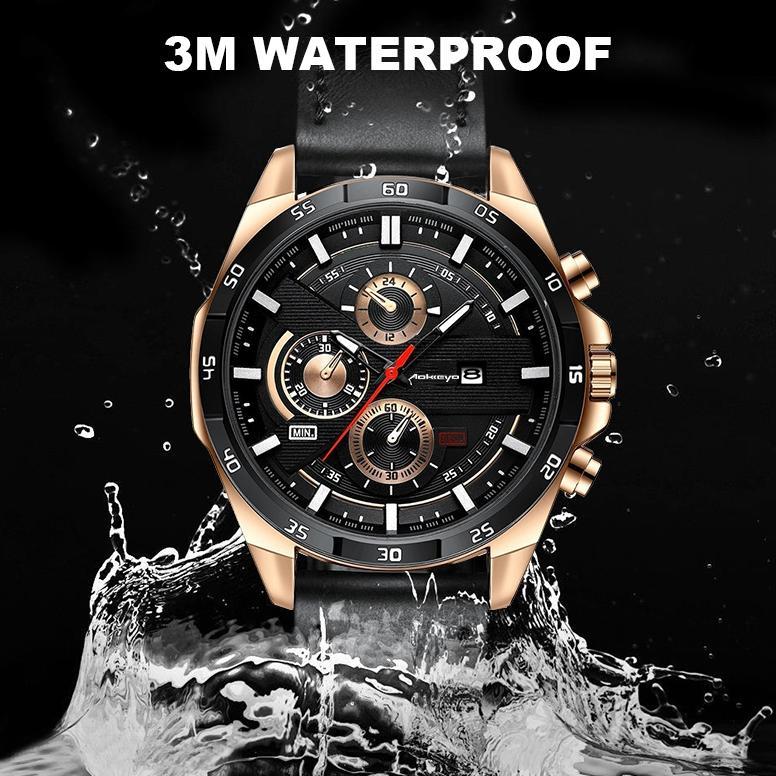 paket hemat` hot aokeyo jam tangan pria kulit 216 jam tangan automatic pria jam pria anti air origin