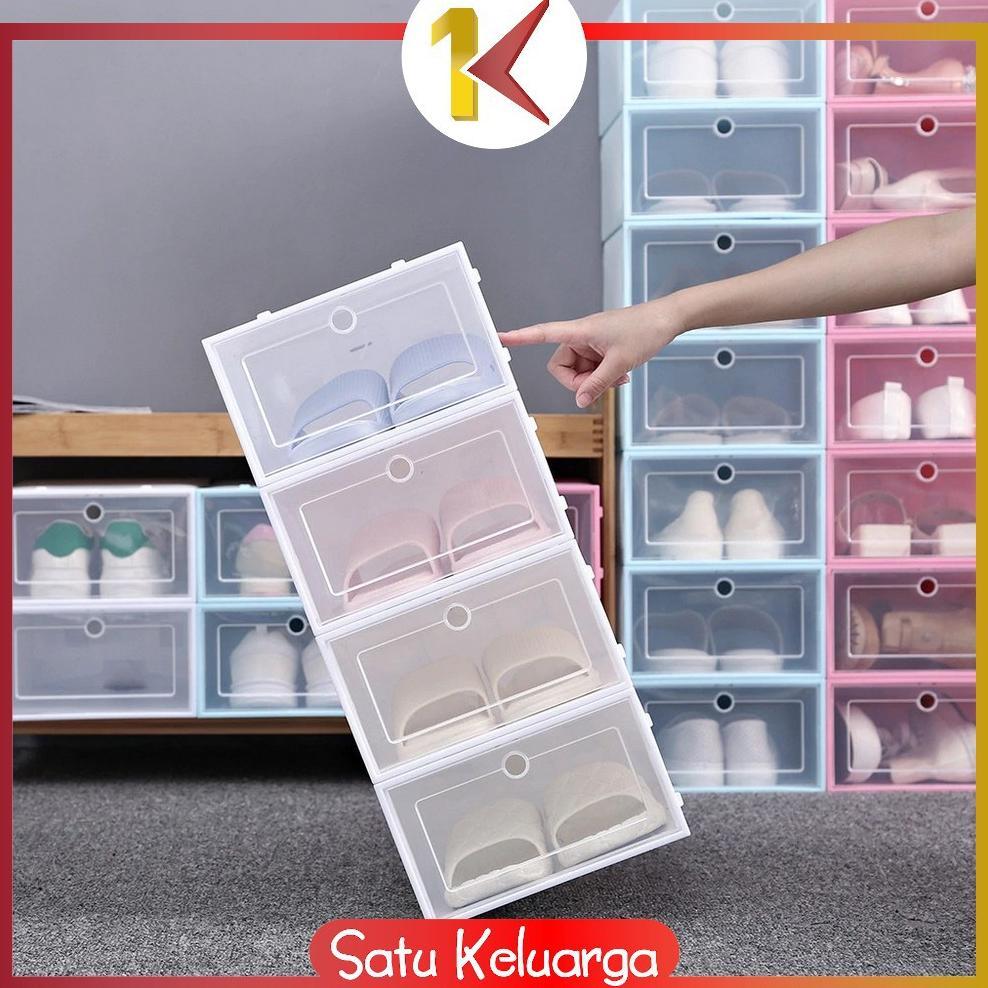 HOT` PAKET HEMAT SK-C158 KOTAK SEPATU LIPAT TRANSPARAN TEBAL SHOES STORAGE BOX ORGANIZER RAK SEPATU 