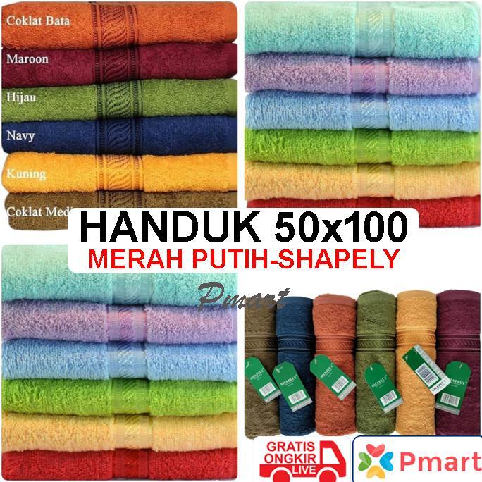 OFFICIAL` KUALITAS SUPER HANDUK MERAH PUTIH 50x100 - Handuk MUTIA  / HANDUK MP 50x100 / HANDUK KATUN