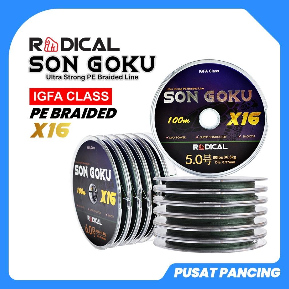 READYGan- Senar pancing pe RADICAL SON GOKU X16 MOSS GREEN 100m connecting Super Quality PE Braided 